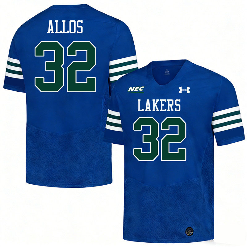 Mercyhurst Lakers #32 Jaiden Allos College Football Jerseys,Uniforms Stitched-Blue